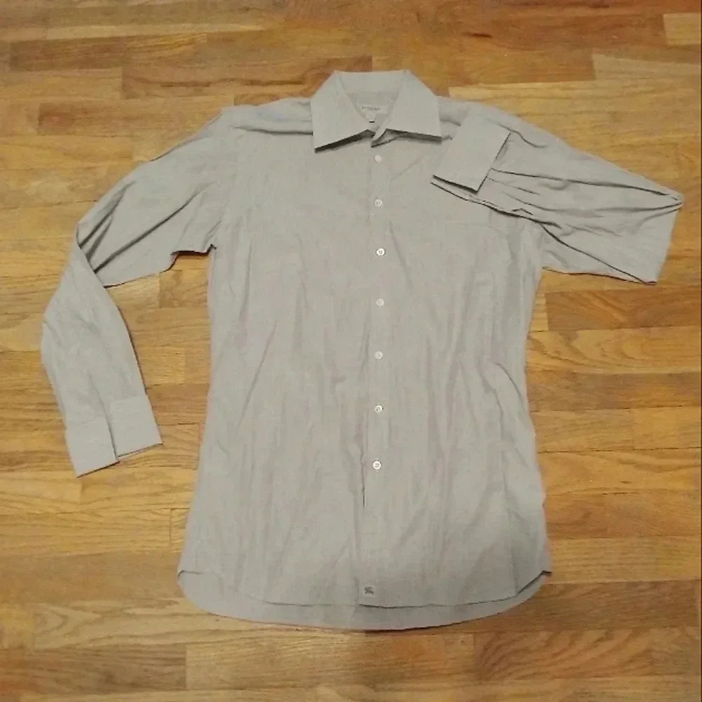 Burberry London Mens Gray Long Sleeve Button Shirt 15 1/2 - 39
